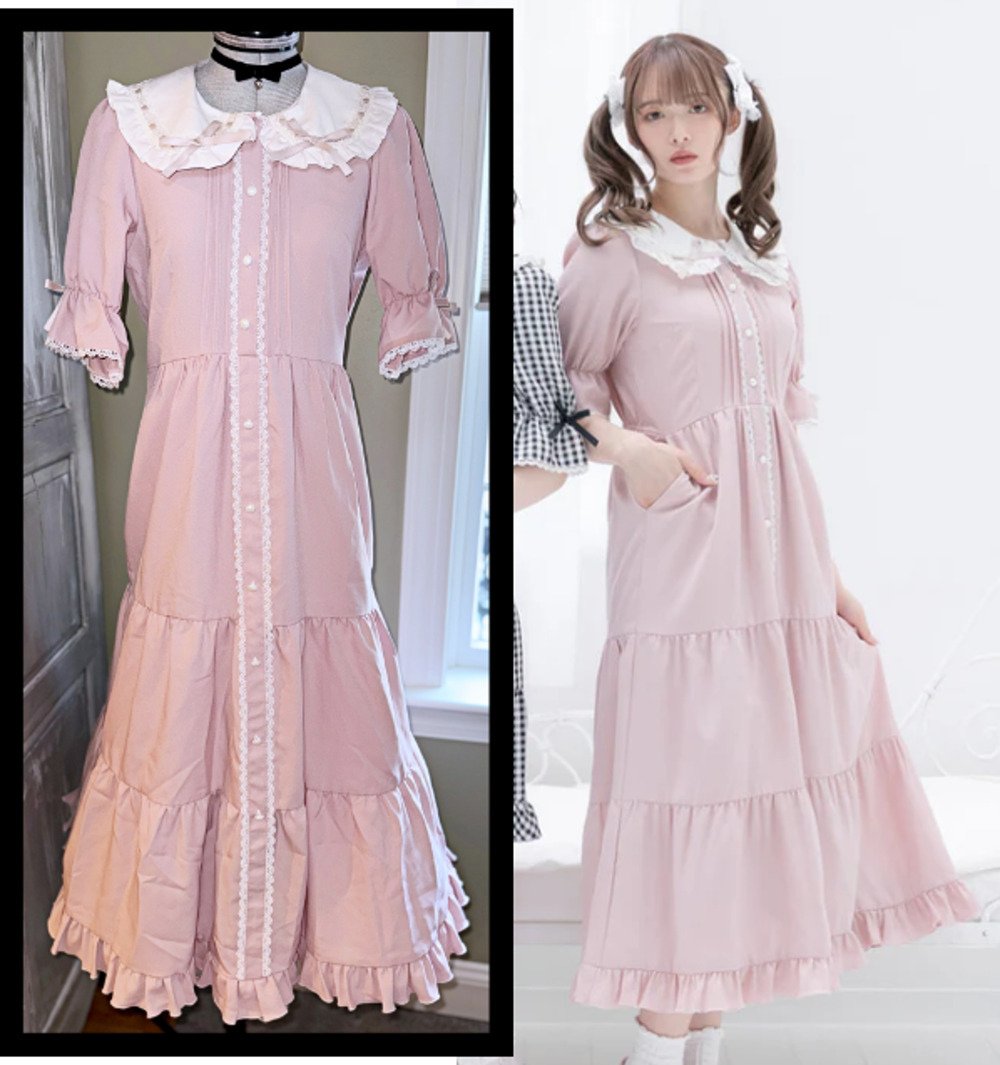 DearMyLove Pink Selectable Length Tiered Dress Long Kawaii Jirai Kei Japan M